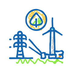 energy flow control electric grid icon doodle illustration