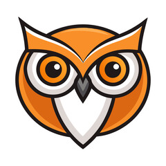 Stylized owl head illustration with geometric shapes and contrasting colors.