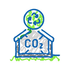 carbon neutral building green icon doodle illustration