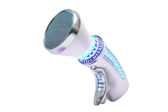 Future sonic device with glowing lights, cut out transparent