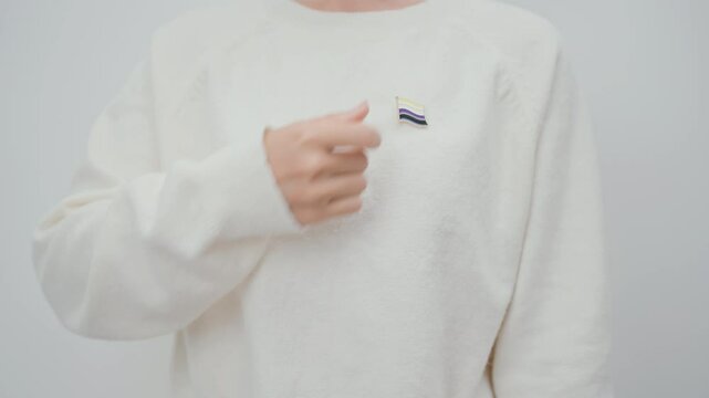 International Non Binary People July Day and Happy Pride June month and LGBTQIA with flag Brooch pin for LGBTQ, Marriage Equality Law, Pansexual, Demisexual and transgender