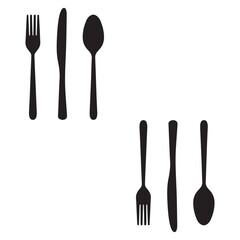Cutlery silhouette, Cutlery vector, Cutlery illustration, silhouette, set icon, silhouette, Cutlery