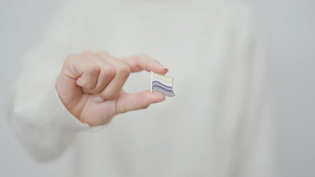 International Non Binary People July Day and Happy Pride June month and LGBTQIA with flag Brooch pin for LGBTQ, Marriage Equality Law, Pansexual, Demisexual and transgender