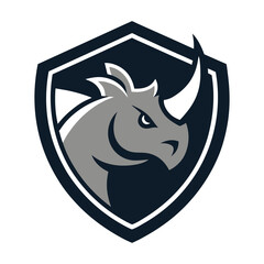 Professional rhino head mascot logo design in shield shape for company branding