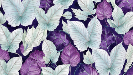 watercolor leaves in pastel color wallpaper seamless pattern 