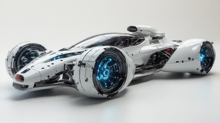 Fototapeta premium Futuristic race car, sleek design, advanced technology. Visible mechanics, glowing accents