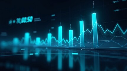 Obraz premium Abstract Financial Growth Chart with Rising Bar and Line Graph