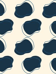 Seamless pattern featuring abstract blue blobs in a playful, organic style. Ideal for backgrounds, textiles, packaging, and modern design projects with a soft, artistic feel.