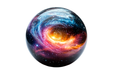 Galaxy in Glass Sphere, Space Exploration, Starry Cosmos, cut out transparent