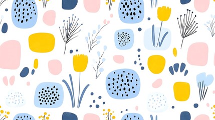 Abstract floral pattern, pastel colors, spring