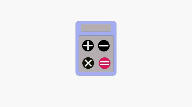 Icons represent calculation, finance, education, basic mathematics.Blue Calculator Icon with Animatio