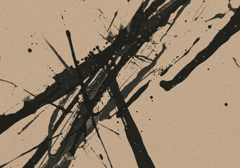 Naklejka premium Black and white painting on beige background.