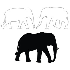 Elephant silhouette, Elephant vector, Elephant illustration, silhouette, set icon, silhouette, Elephant