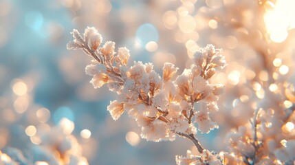 Fototapeta premium Winter frost adorns delicate blossoms.