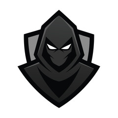 Mysterious hooded assassin or fighter vector illustration in dark shades on white background © Rakibul