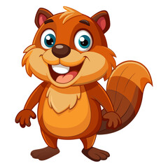 Obraz premium Vibrant colored, detailed cartoon funny Beaver, 3d render 