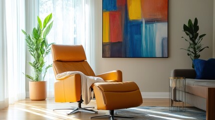 Living room with recliner and abstract artwork