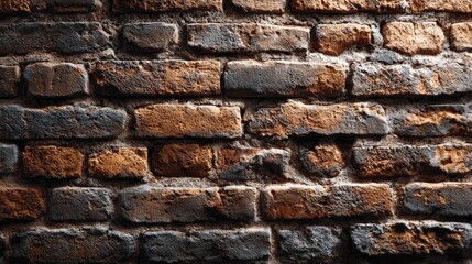 Naklejka premium Close-up view of a weathered brick wall.