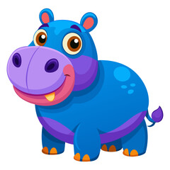 Fototapeta premium Vibrant colored, detailed cartoon funny Hippopotamus, 3d render