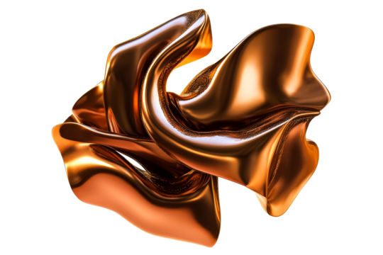 Dynamic Bronze Metallic Shape, Abstract Form, Cut Out Transparent