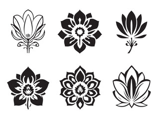 Elegant Abstract Flower Shapes Line Art for Designers