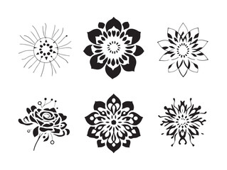 Modern Abstract Flower Shapes Line Art for Digital Designs