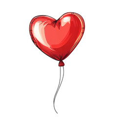 Red Heart Shaped Balloon Floating Love Romance Valentine's Day,