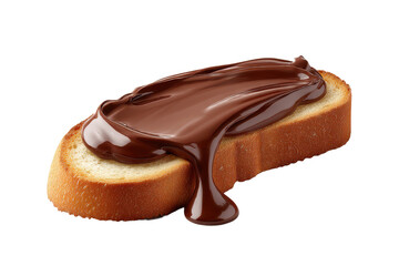 Slice of toasted bread with chocolate spread isolated on transparent background