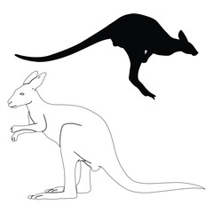 Kangaroo silhouette, Kangaroo illustration, silhouette, Kangaroo vector, set icon, silhouette, Kangaroo