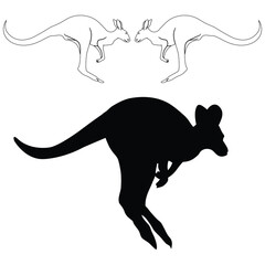 Kangaroo silhouette, Kangaroo illustration, silhouette, Kangaroo vector, set icon, silhouette, Kangaroo