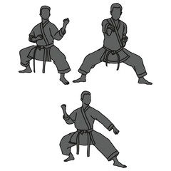 karate man silhouette, karate man vector, karate man illustration, silhouette, set icon, silhouette, karate