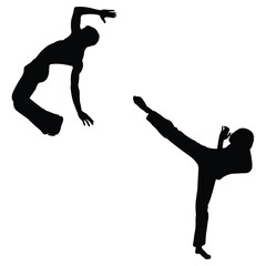 karate man silhouette, karate man vector, karate man illustration, silhouette, set icon, silhouette, karate