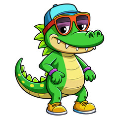 Obraz premium funny cartoon crocodile