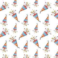 Fototapeta premium Funny Firecracker Seamless Pattern