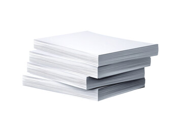 Stack of blank white paper sheets isolated on transparent background