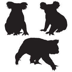 Koala silhouette, Koala illustration, silhouette, Koala vector, set icon, silhouette, Koala