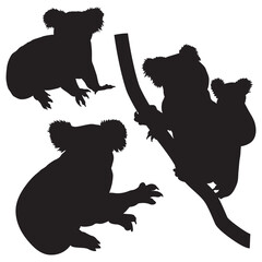 Koala silhouette, Koala illustration, silhouette, Koala vector, set icon, silhouette, Koala