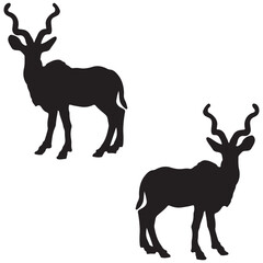 Kudu silhouette, Kudu vector, Kudu illustration, silhouette, set icon, silhouette, Kudu
