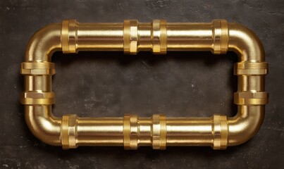 Fototapeta premium A golden pipe frame on a dark background.