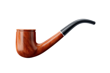 Traditional wooden smoking pipe isolated on transparent background

