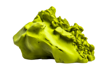 Textured yellow sculpture, rough surface, isolated, cut out transparent