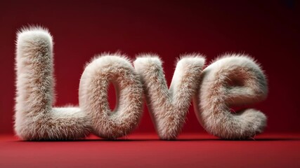 Creative fur-covered love display captures attention in artistic setting
