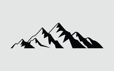 Minimalist black mountain silhouette against a light gray background for outdoor designs