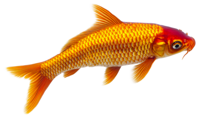 Orange and gold fish with detailed scale texture, cut out transparent