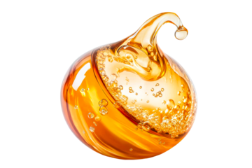 Golden Liquid Pouring, with Air Bubbles, cut out transparent