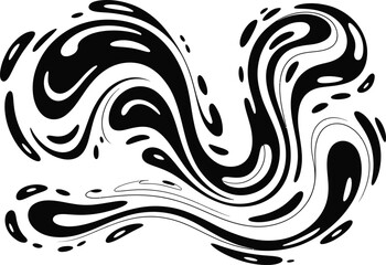 Abstract black fluid shapes isolated on white background minimalist graphic design element