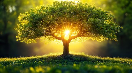 sunset in the forest