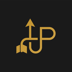 Up text logo icon design template. Up arrow emblem, starting business logotype. 