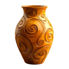 Elegant handcrafted vase with brown spiral motifs, cut out transparent