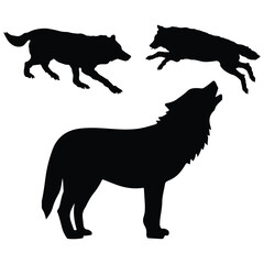 wolf silhouette, wolf illustration, silhouette, wolf vector, set icon, silhouette, wolf